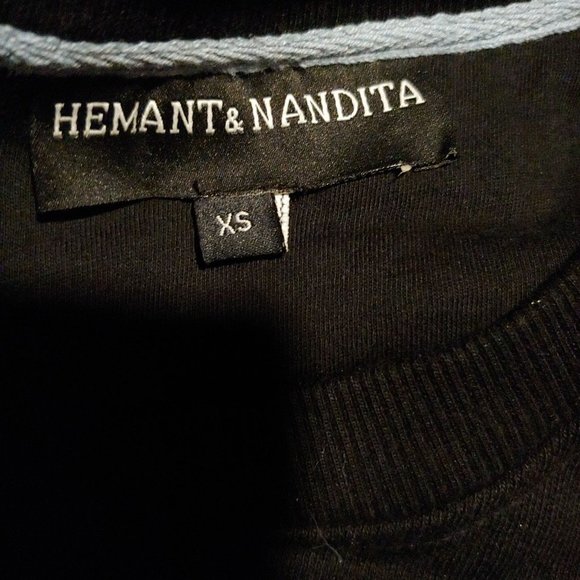 Hemant & Nandita Womens Black Handmade Blingy Sparkly Crystals Sweatshirt XS - Picture 11 of 14